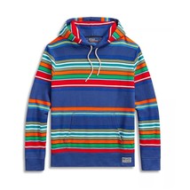 Polo Ralph Lauren Men&#39;s Multi Stripe Fleece Pullover Hoodie Regular Fit Blue - £106.39 GBP
