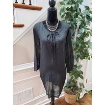 Avenue Sheer Black Polyester Round Neck Long Sleeve Pullover Top Blouse 22/24 - $25.74