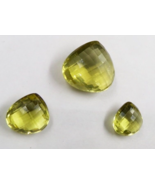 3 PCS LEMON QUARTZ FACETED DROPS GEMSTONE FOR PENDANT &amp; EARRING SET - €56,11 EUR