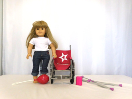 American Girl 18&quot; Doll Pleasant Company Blonde Hair Brown Eyes + Wheelchair +  - £47.44 GBP