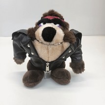 Vintage Biker Taz Tasmanian Devil Plush 24K w/ Biker Jacket 9" Warner Bros 1993 - $14.97