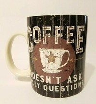 Primitives by Kathy Mug Coffee Doesn&#39;t Ask Silly Questions Funny Theme EUC - £10.38 GBP