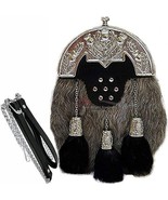 Full dress Sporran With grey Goat Fur With Chrome Cantel (Free Belt Incl... - €110,87 EUR