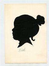 Young Girl with Hair Up Silhouette on 7" x 5" Backer Board - $11.88