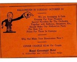 Royal Connaught Hotel Windsor Canada 1939 Halloween Party Announcement Card - £27.32 GBP