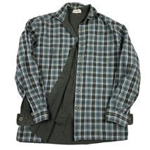 Y2K Hiking Outdoor Shirt Green Plaid Double Face Mens Medium Cotton Flannel - £19.32 GBP