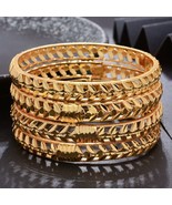 24K gold plated Bangle Bracelet For Women 2 Pc Openable - $574.87 MXN