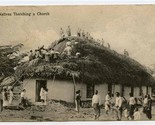 Natives Thatching a Church Postcard Nukuʻalofa Tonga Islands  - £30.23 GBP