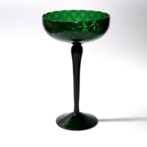 Vintage EMPOLI 10¼” Footed Compote - 6&quot; Bowl - Forest Green 3D CUBE PATTERN - £27.28 GBP