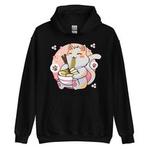 Ramen Cat Kawaii Anime Cat Hoodie, Japanese Noodle Funny Anime Unisex Hoodie Bla - $33.81+