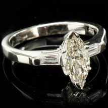 Marquise Cut 2.45Ct Three Diamond 14k White Gold Finish Engagement Ring Size 6.5 - £86.68 GBP