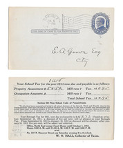 UX22 Postal Stationery Card 1c McKinley 1911 School Tax Carlisle PA Flag Cancel - $4.99