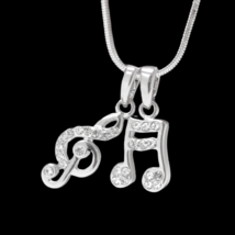 Crystal Musical Charms Pendant Necklace White Gold - £11.15 GBP