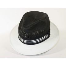 Men's Bruno Capelo Hollywood 2-Tone Straw Style Fedora Hat HW800 Black/White image 2