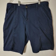 Lee Womens Bermuda Cargo Shorts Size 14 Medium Relaxed Fit Navy Blue Denim - $16.49