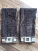 Set of 2 Avanti Precision Hand Towels 29&quot; x 16&quot; Cotton Mocha Brown ~ New! - £19.42 GBP