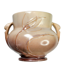 Antique Roseville Cream Peach Teasel Jardiniere Vase 4.75in Tall 6in Wid... - $149.99