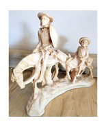 A. SANTINI Don Quixote Sancho Panza Alabaster Resin Horse Statue From ITALY - $44.99