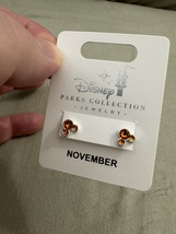 Disney Parks Mickey Mouse Faux Topaz November Birthstone Earrings Silver Color image 2