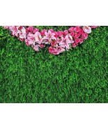 Greenery Backdrop 6.5 x 10ft w/Flowers Green Leaf Pink Flower Photo Back... - £27.37 GBP