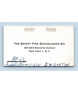 The Safety Fire Extinguisher Company Vtg Business Card New York City NY BC1 - €34,81 EUR