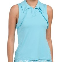 NWT X by GOTTEX Aqua Ruffle Sleeveless Golf Tennis Polo Shirt - S M L &amp; XL - £34.36 GBP