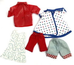 Vintage Ginny Muffie Ginger Doll Clothes Lot Floral Dot Check Raincoat Red - $24.00