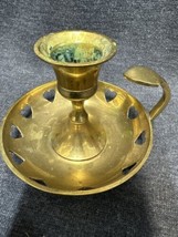 VINTAGE Brass Chamber Candle Holder Heart Design Made In India 2.76” Tall EUC - £9.26 GBP