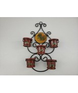 Metal Wall Hanging 5 Ceramic Candle Holders 17&quot;L Autumn Fall Thanksgivin... - $24.99