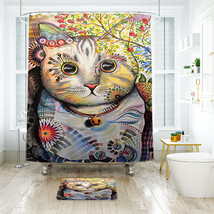 Cute Cat 01 Shower Curtain Bath Mat Bathroom Waterproof Decorative - £18.09 GBP+