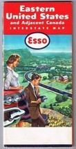 Esso Eastern United States Road Map 1959 Adjacent Canada - $7.25