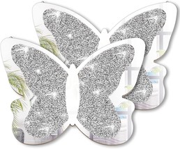 Butterfly Shaped Mirror Crystal Crushed Diamond Silver Mirror Silver 2 Pieces - £40.26 GBP
