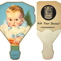 Special Morning Evaporated Milk Baby Vintage Advertising Fan 1920s Ask Doctor - £23.15 GBP