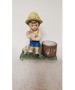 Verona Vergasi CMA 5.5&quot; Figurine Boy with Puppies Tree Trunk Candle Hold... - £6.98 GBP