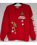 Wound Up Graphics Juniors’ Merry &amp; Bright Christmas Sweatshirt Red Size ... - $20.43