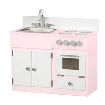 Kitchen Sink Stove &amp; Oven - Pink &amp; White Amish Handmade Wood Play Furniture Usa - £441.23 GBP
