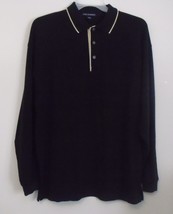 Port Authority NWOT Black Ivory Trim Long Sleeve Polo Shirt Men Size XL ... - £17.48 GBP