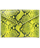  Rebecca Minkoff Bag Neon Yellow Snakeskin Embossed Leather Flap Handbag... - £69.91 GBP