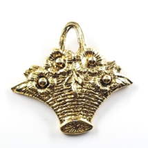 VTG Flower Basket Flowers Gold Tone Enamel Floral Lapel Pin Fashion Jewelry - $8.99