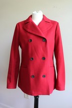 Theory M Dorima Red Wool Cashmere Double Breasted Raw Edge Pea Coat Jacket - £127.41 GBP