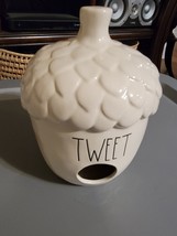 Rae Dunn Tweet Acorn Birdhouse white  Ceramic 7&quot; - £15.18 GBP