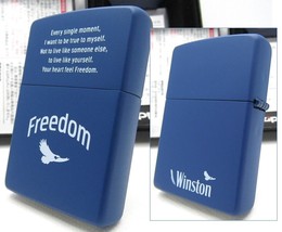Winston Freedom Double Sides Blue ZIPPO 2016 MIB Rare                    - £61.47 GBP