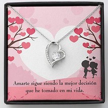 Amarte ES la Mejor Decisión CZ Love Heart Pendant 18k Gold or Stainless Steel 18 - £43.48 GBP