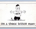 Risqué Comic I&#39;m A Three Letter Man Sex T-Shirt UNP 1959 Chrome Postcard O5 - £3.07 GBP