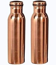 Pure Copper Water Bottle Brown 1000 ml Fridge Bottle Set of 2 - £33.93 GBP