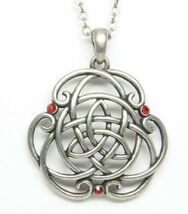 MYSTICA ACCESSORY CELTIC THREE GEMS CLUB ALLOY NECKLACE LED FREE METAL - $18.49