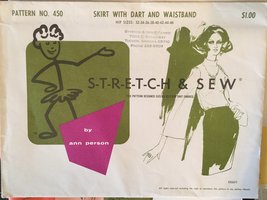 Stretch & Sew #450. Skirt with Dart & Waistband, waist size: 32-46 - $4.90
