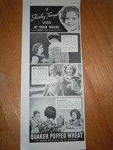 Vintage Shirley Temple Quaker Puffed Wheat Print Magazine Advertisements 1937 - £7.96 GBP