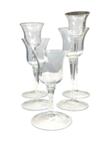 5 Long Stemmed Votive Clear Glass Candleholders All Different Heights READ - £31.81 GBP