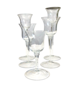 5 Long Stemmed Votive Clear Glass Candleholders All Different Heights READ - £31.21 GBP